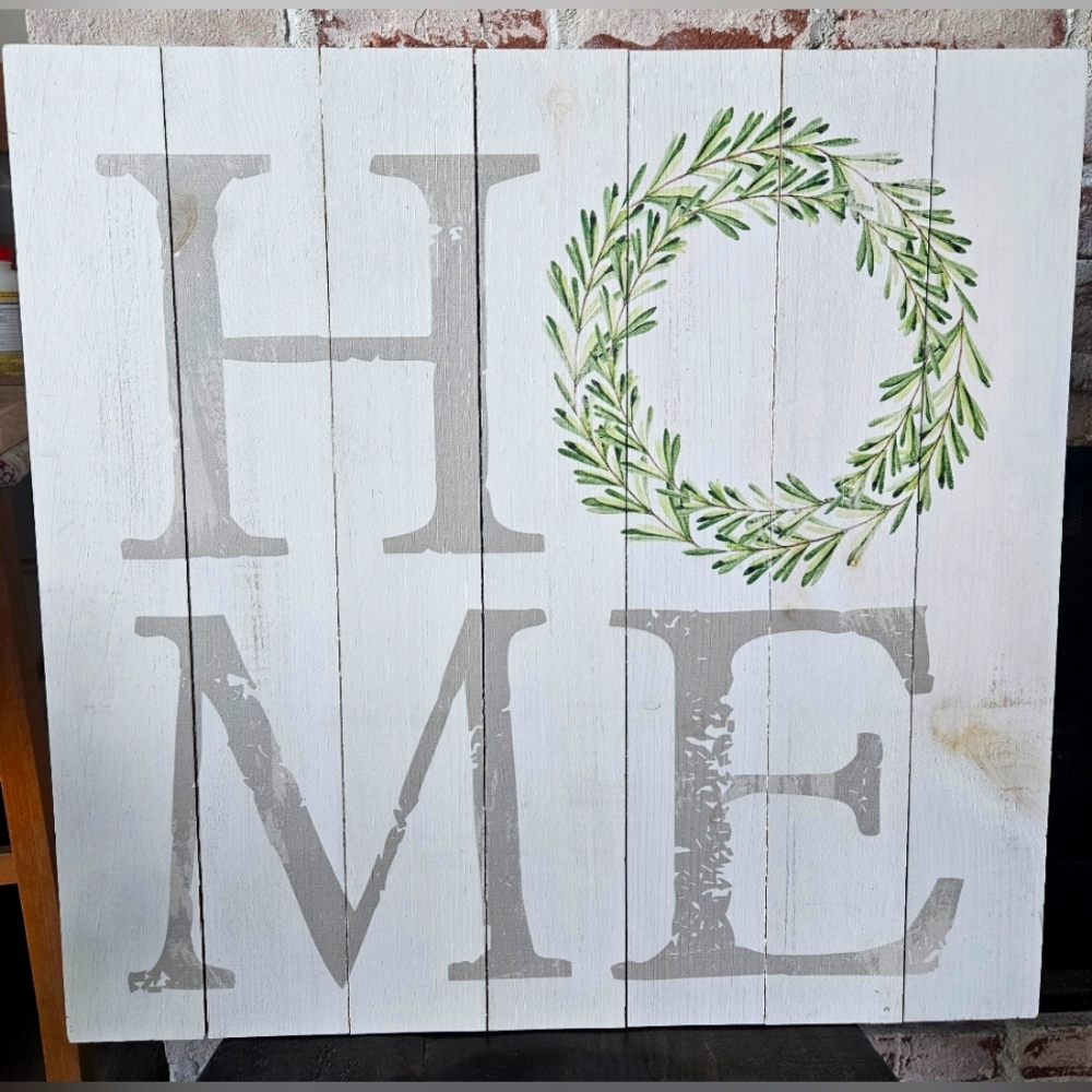 Farmhouse Lg 2' Sq Grey Handemade By Jolene In The USA HOME Wreath Wood Wall Art